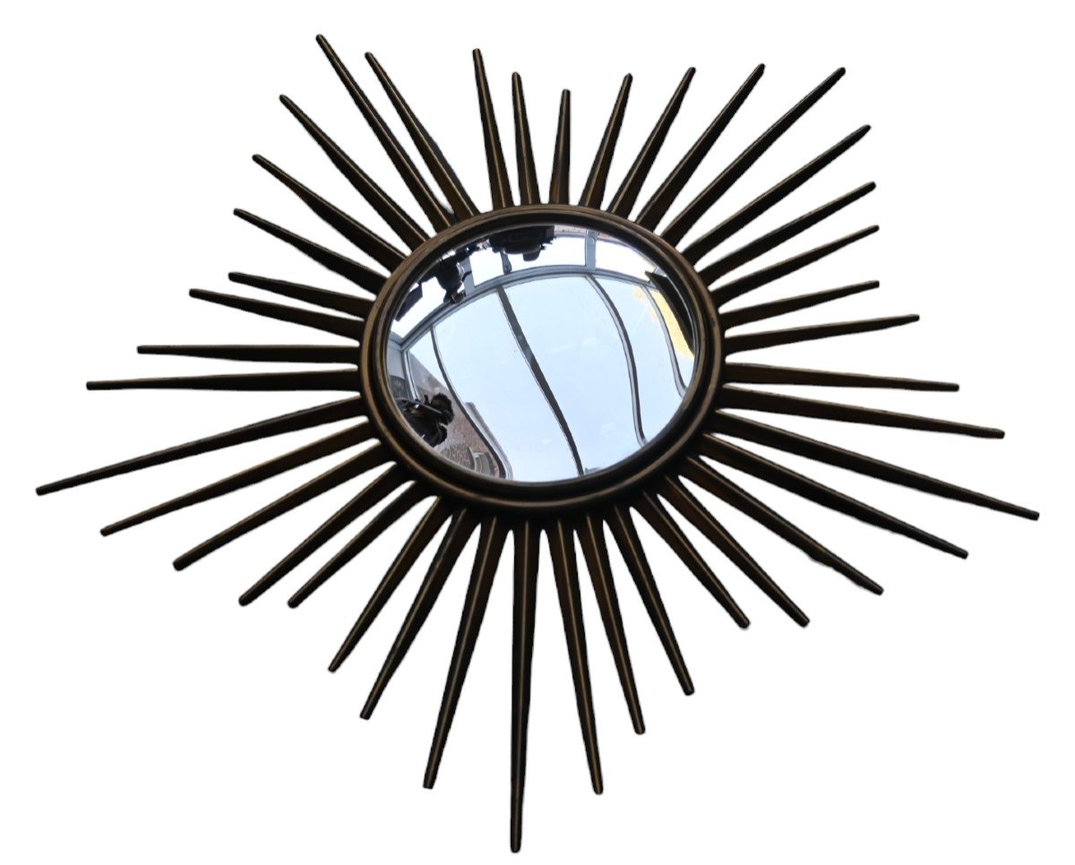 Gilbert Poillerat, Miroir Convexe Sunburst Vintage - Miroir Soleil