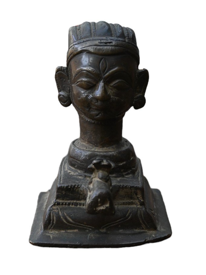 Statue En Bronze De Shiva Mukhalinga, Inde, XVIIe Siècle