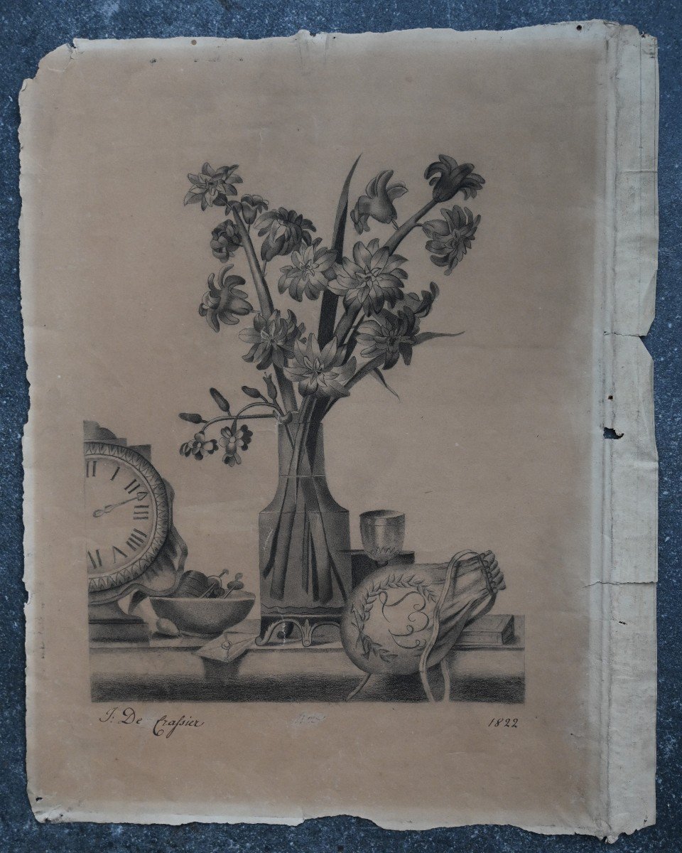 Pencil Drawing On Paper, Still Life, 1822