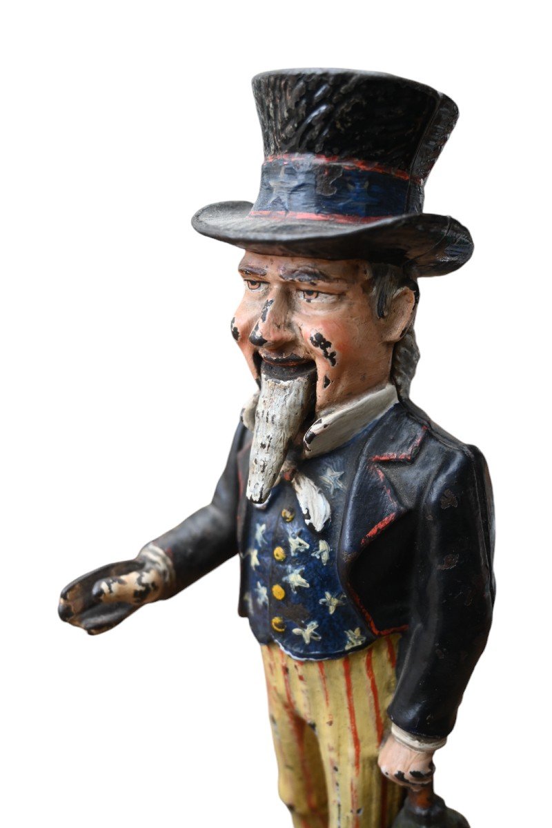 "uncle Sam" Cast Iron Mechanical Piggy Bank, 19th Century-photo-3