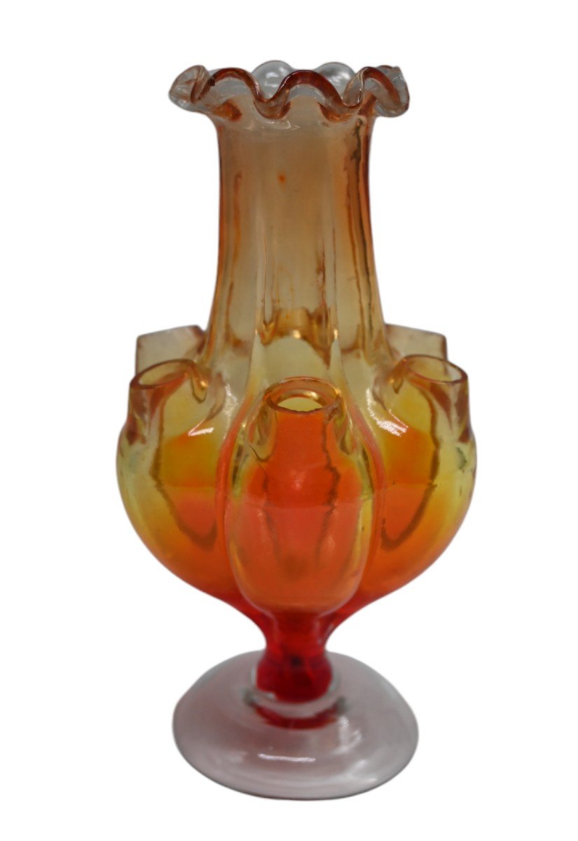 Rare Glass Tulip Vase, 19th Century