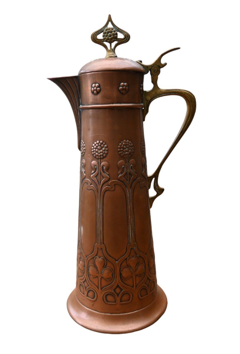 Wmf - Large Copper Pitcher, Art Nouveau, Jugendstil, -photo-3