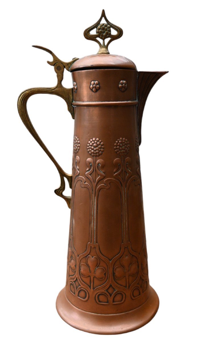 Wmf - Large Copper Pitcher, Art Nouveau, Jugendstil, 