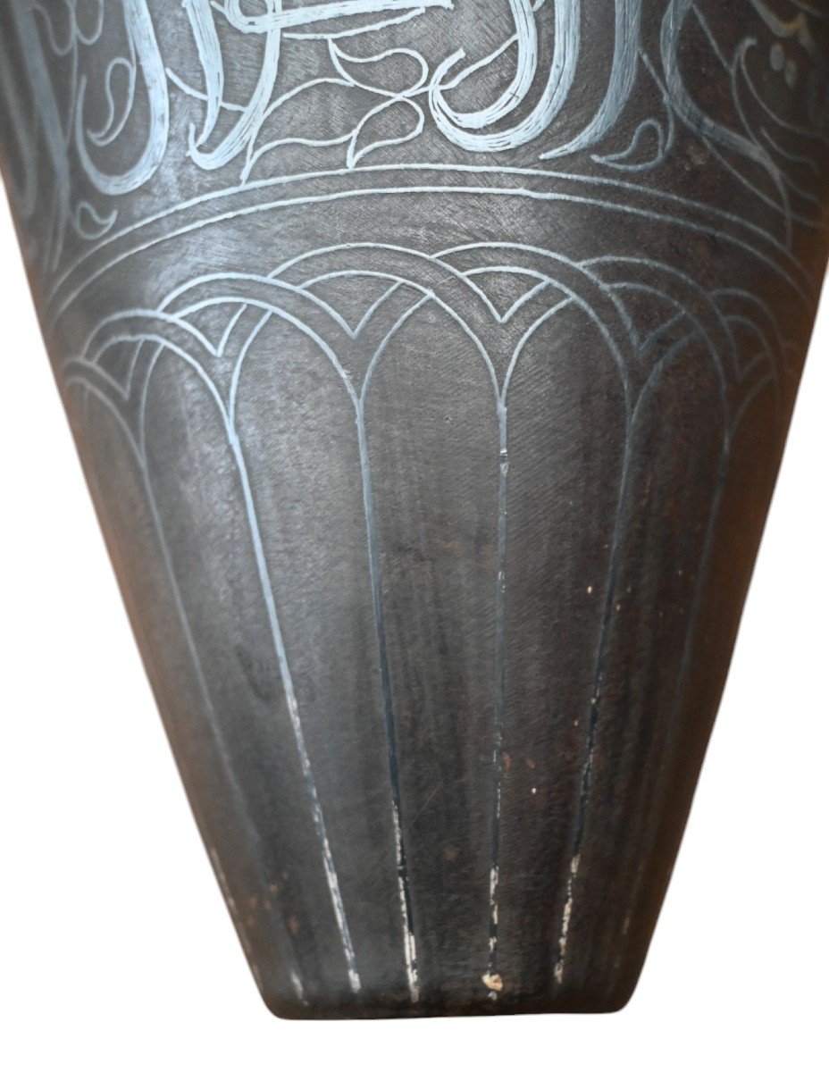 Vase En Fer Avec Incrustation d'Argent - Iran Qajar Art - C.1880-1900-photo-2