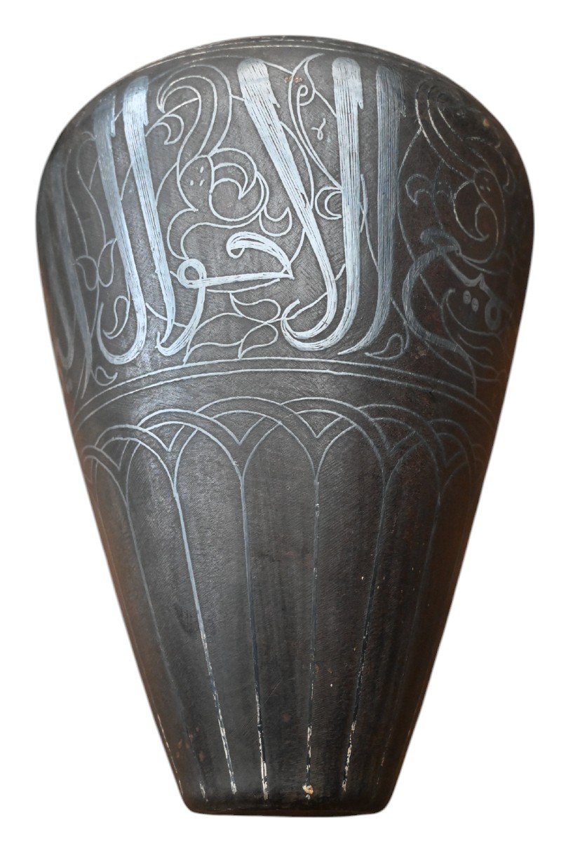 Vase En Fer Avec Incrustation d'Argent - Iran Qajar Art - C.1880-1900-photo-3