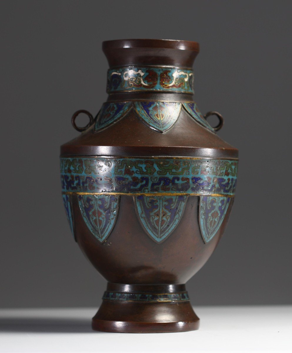 Bronze Vase In Cloisonné Enamel China 19th Century