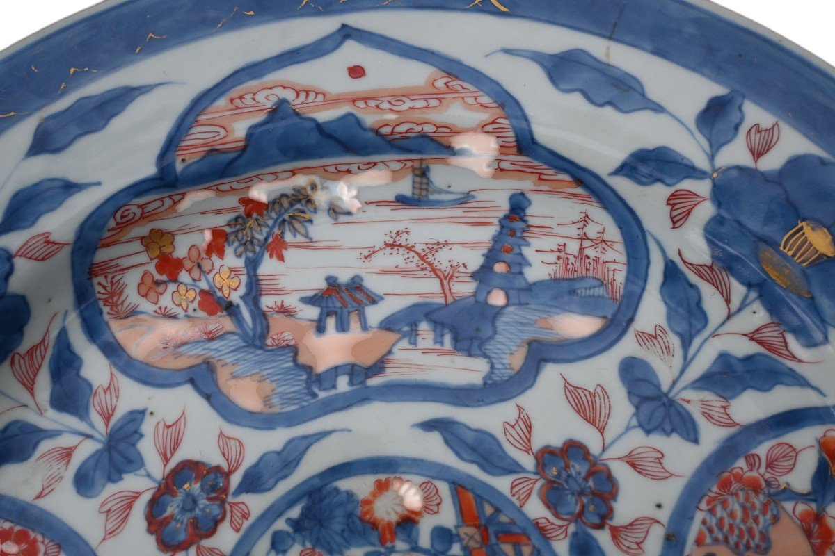 Grande Assiette En Porcelaine Imari Chinoise Du XVIIIe Siècle, époque Kangxi-photo-2