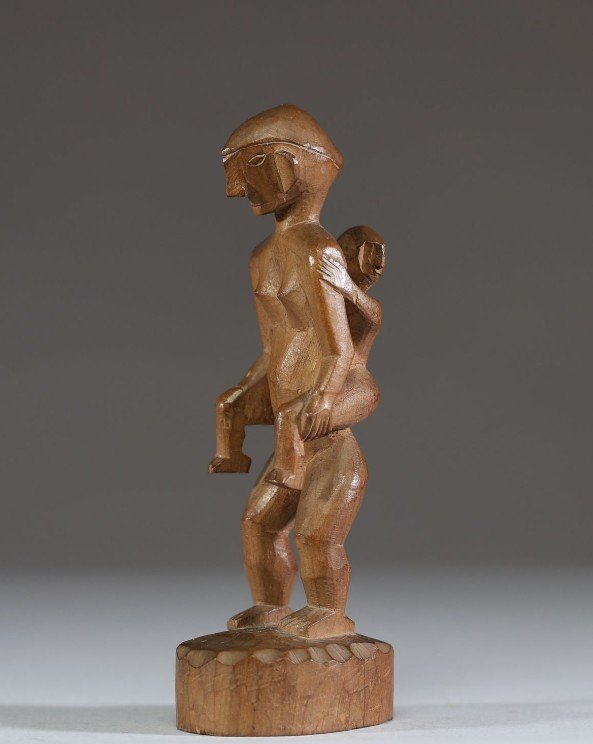 A Philippine Carved Wooden Maternity Figure From The Ifugao Tribe, Early 20th Century-photo-4