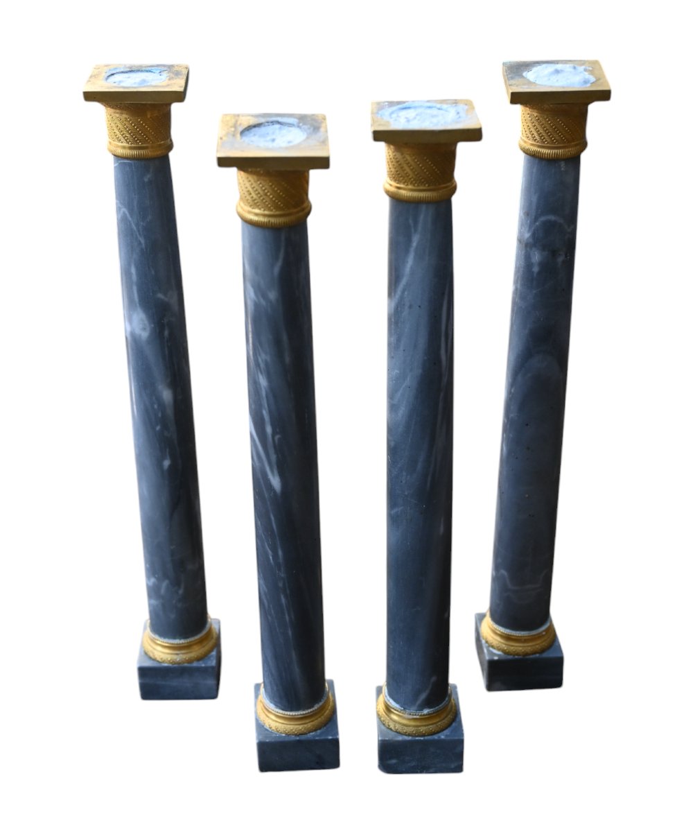 4 Columns, Marble And Gilded Bronze, Early 19th Century-photo-1