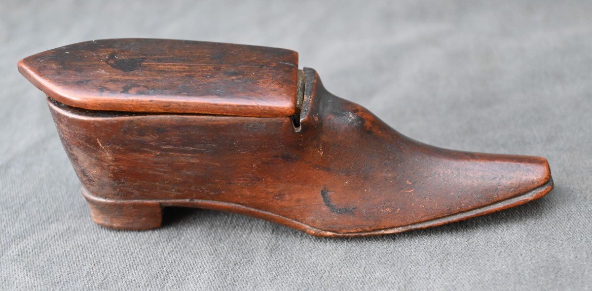 Small Wooden Snuffbox Shoe, 19 Eme-photo-2