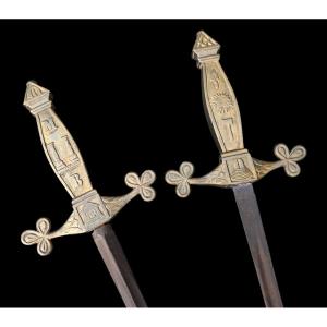 Freemasonry Pair Of Ritual Swords From France 19th Century