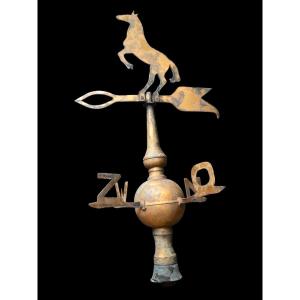 Weather Vane In Gilded Copper, 19th Century