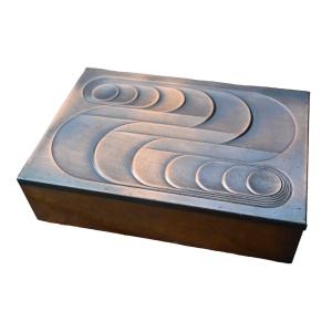 Decorative Box In Embossed Iron  Dinanderie, France, 1970s
