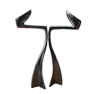 Pair Of Matthew Hilton Arclumis Aluminum Candlesticks, 1980