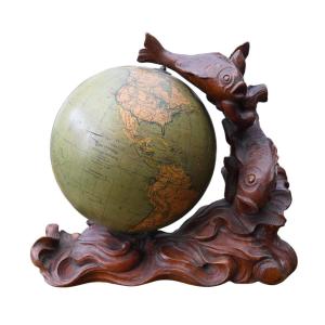 Italian Terrestrial Globe Gb Paravia & C, Sculpted Statue 1946