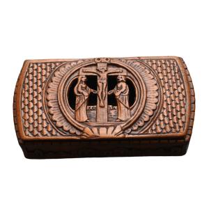 Snuff Box In Carved Boxwood, 18th Century