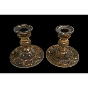 Pair Of 18th Century Gilt Bronze Candlesticks