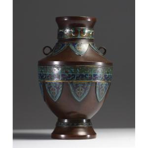 Bronze Vase In Cloisonné Enamel China 19th Century