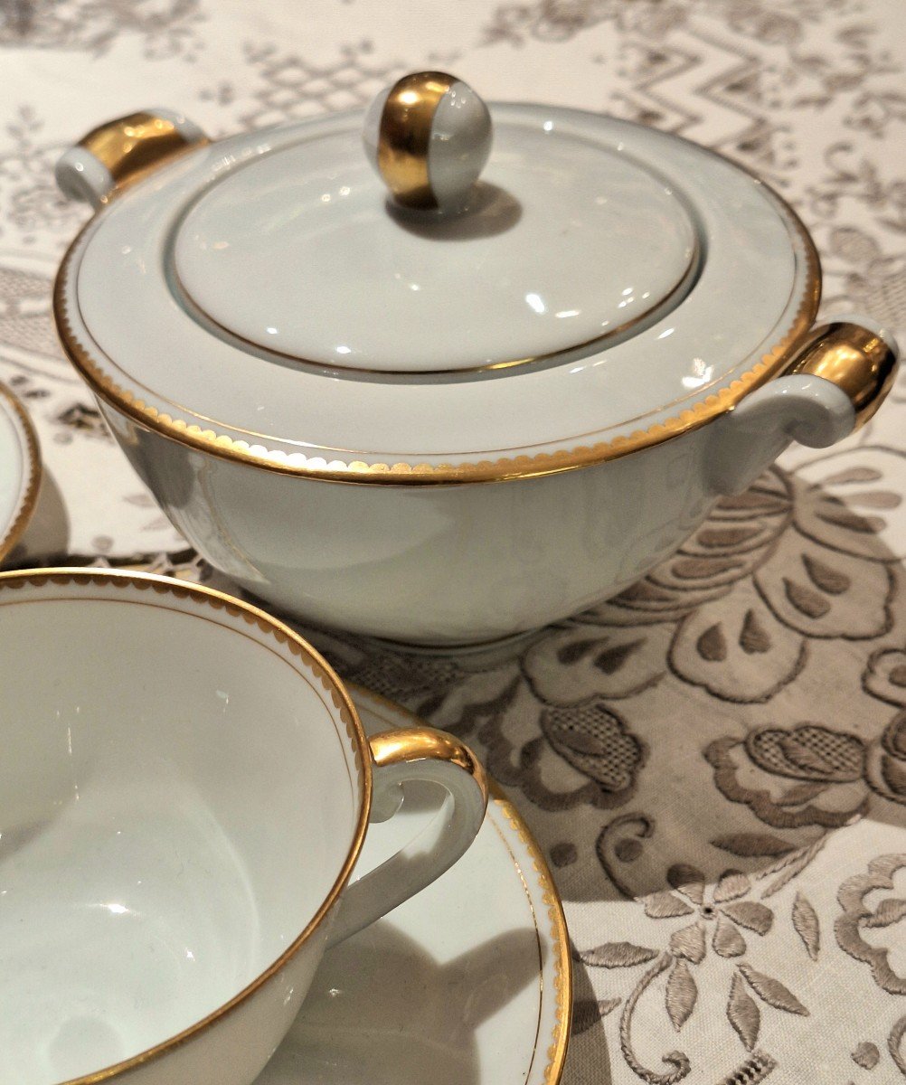 Art Deco Tea Set In Limoges Porcelain By Vignaud -photo-2