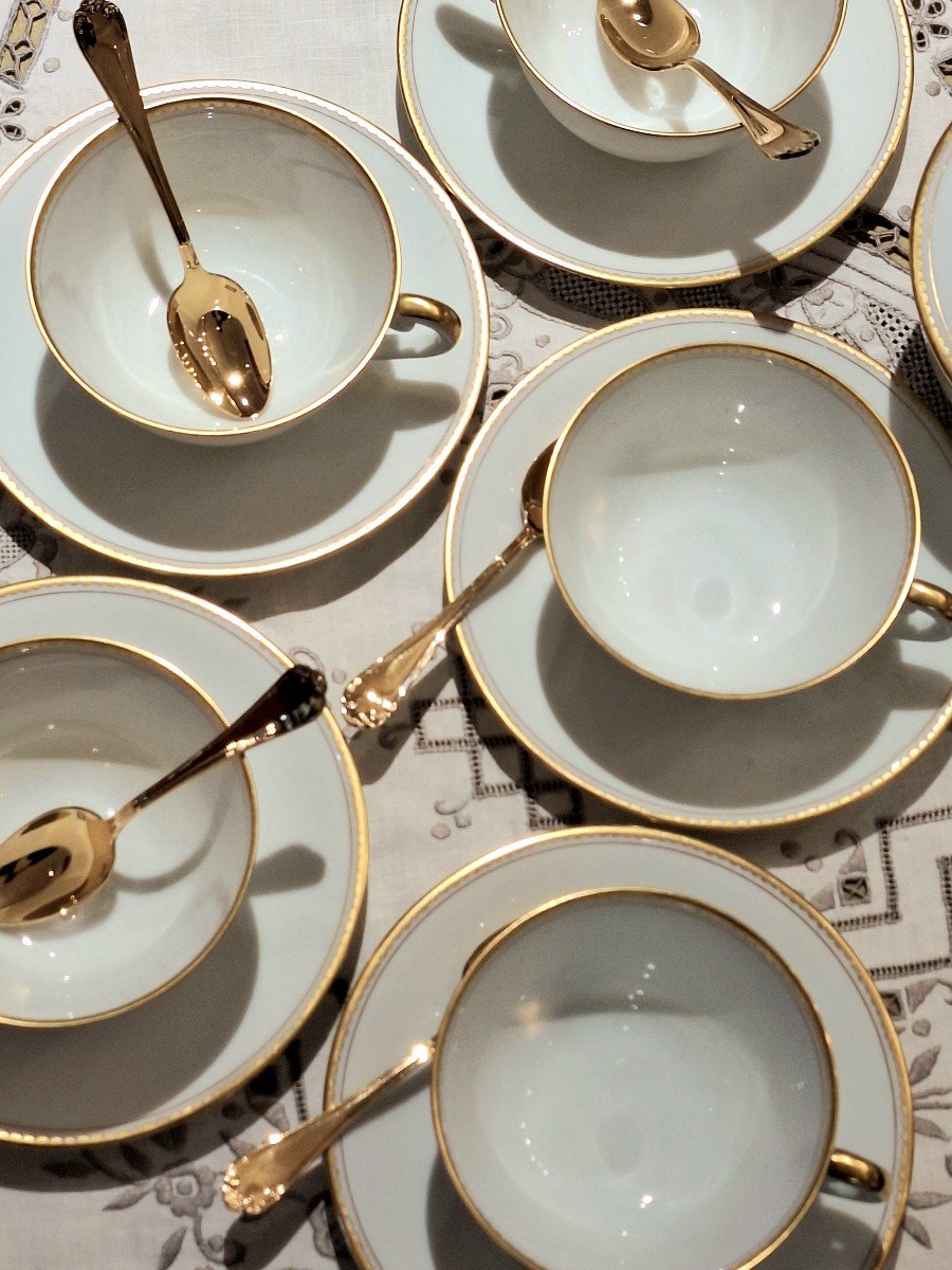 Art Deco Tea Set In Limoges Porcelain By Vignaud -photo-1