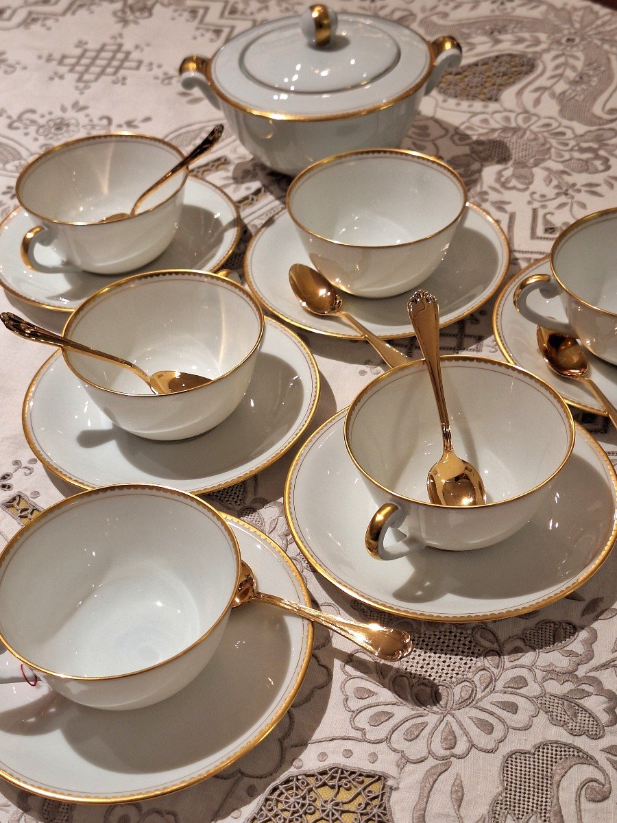 Art Deco Tea Set In Limoges Porcelain By Vignaud 