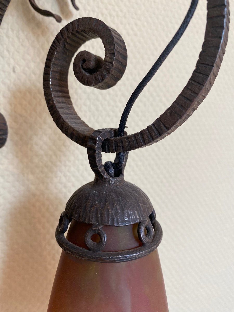 Pair Of Wrought Iron Sconces - Brandt - Art Deco-photo-2