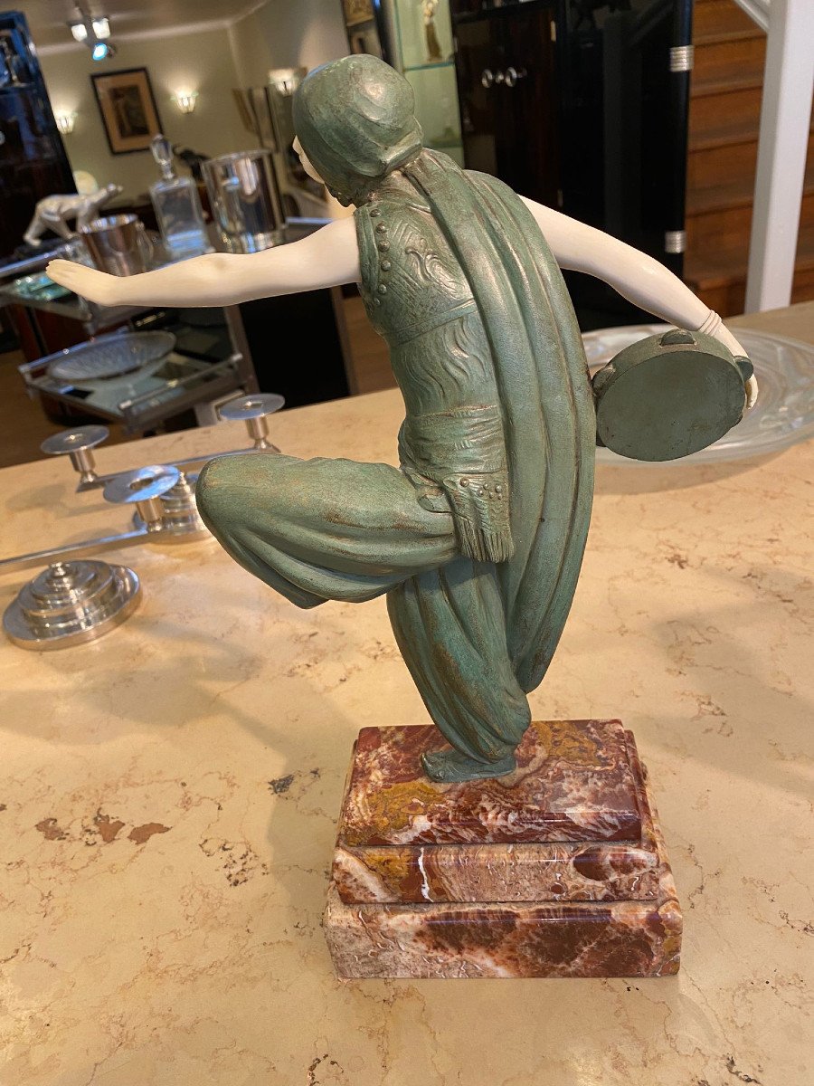 Art Deco Dancer In Bronze And Ivory Around 1920-photo-2