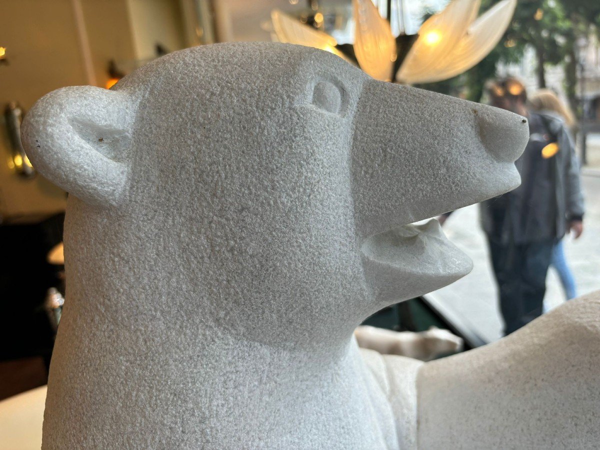 Polar Bear In Marble Worked In The Round, Art Deco-photo-1