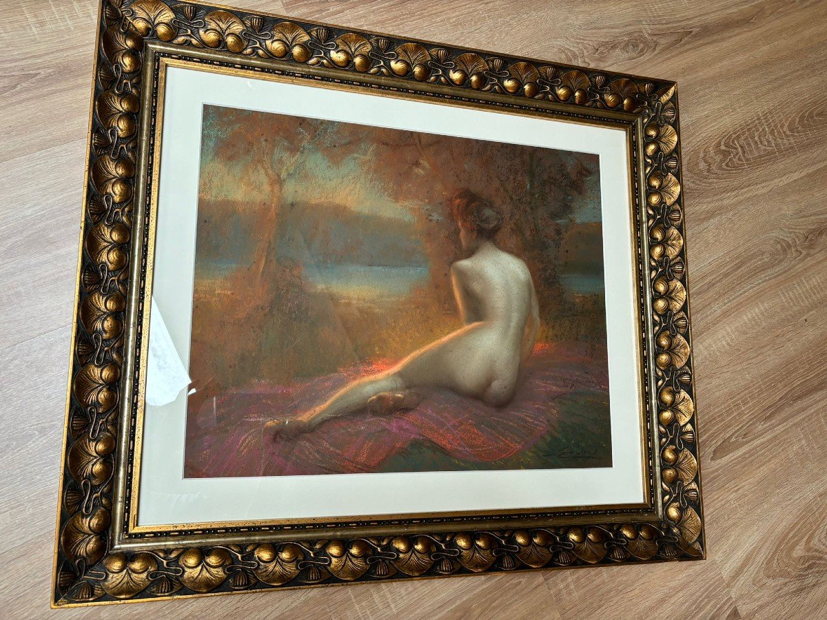 Magnifique Pastel De Delphin Enjolras, Art Déco-photo-2