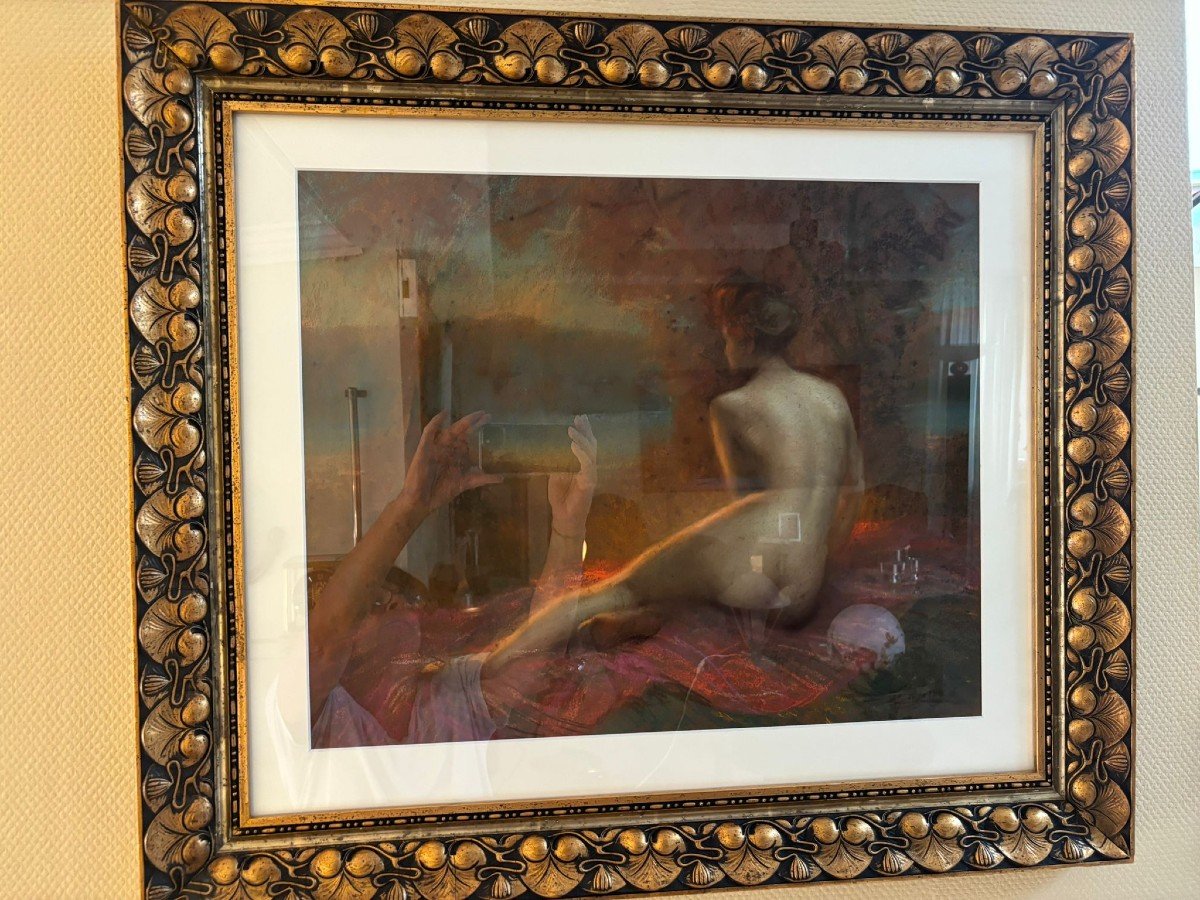 Magnifique Pastel De Delphin Enjolras, Art Déco