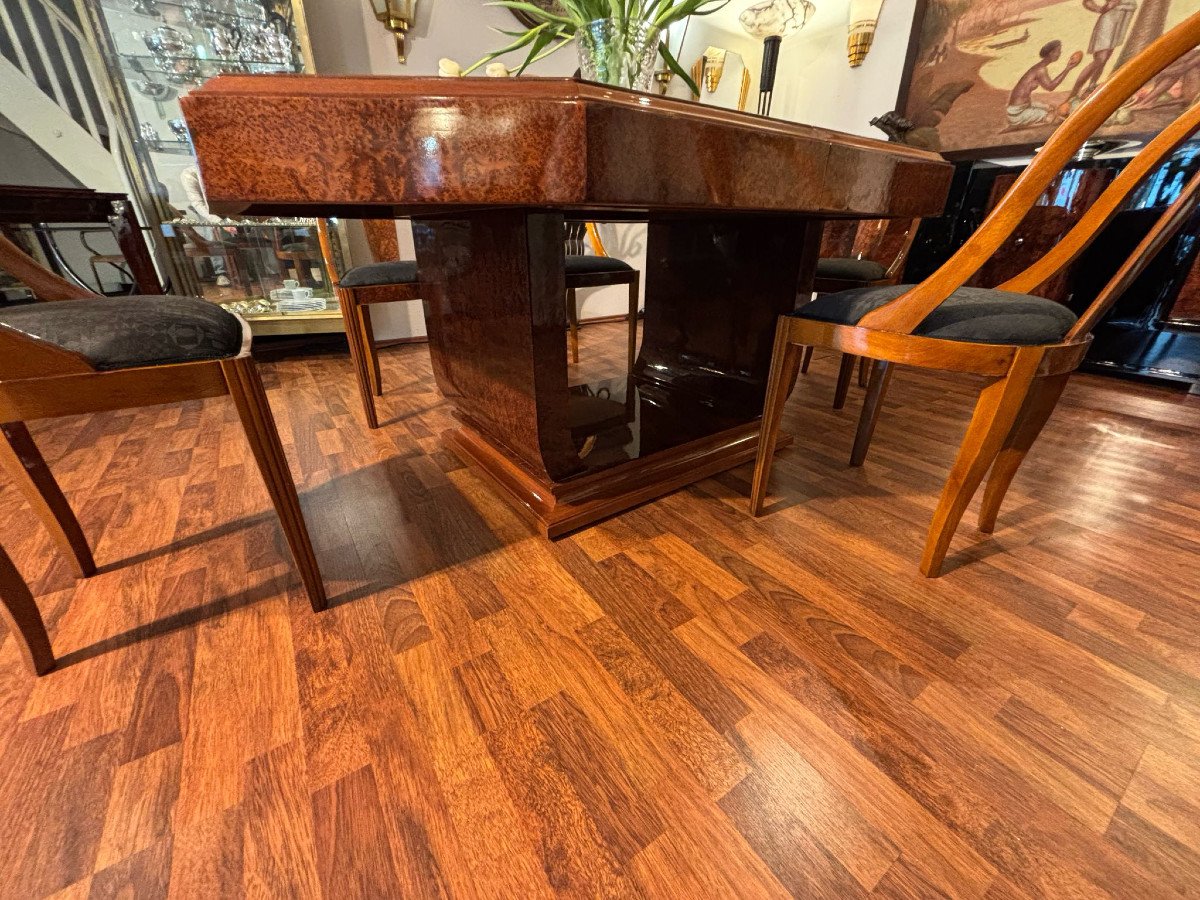 Art Deco Dining Room Circa 1930, 8 Chairs And Octagonal Table-photo-4