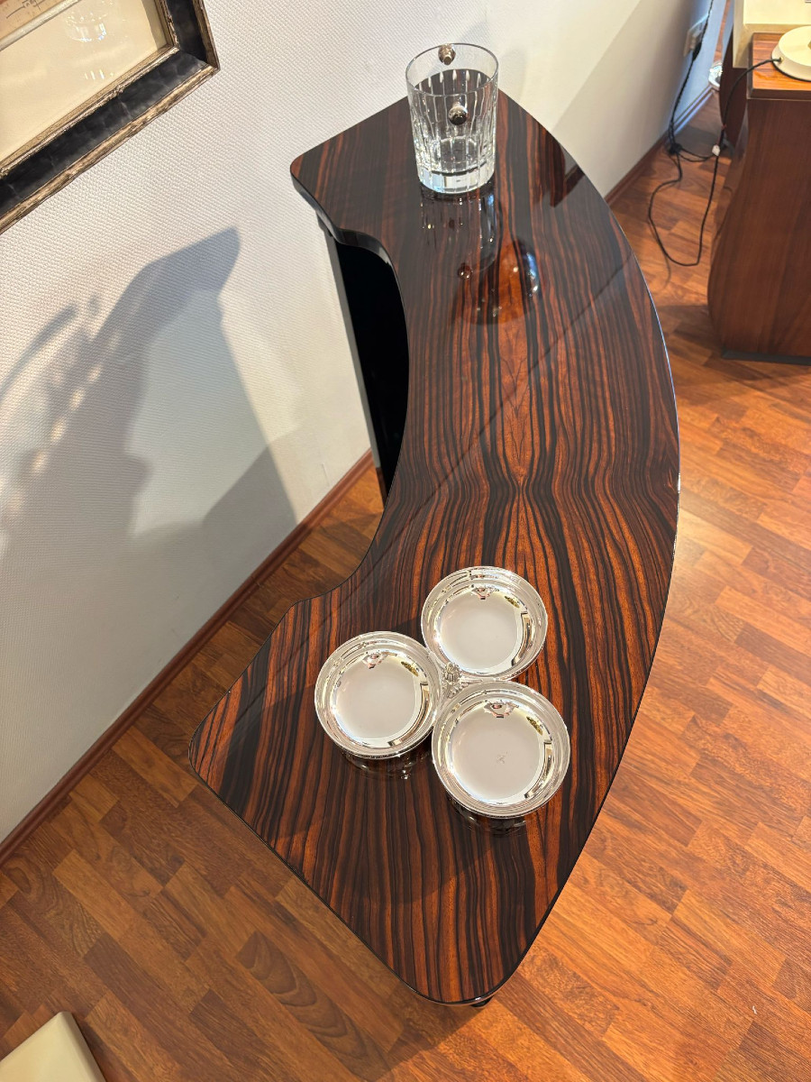 Rounded Art Deco Bar Furniture, Macassar Ebony-photo-3