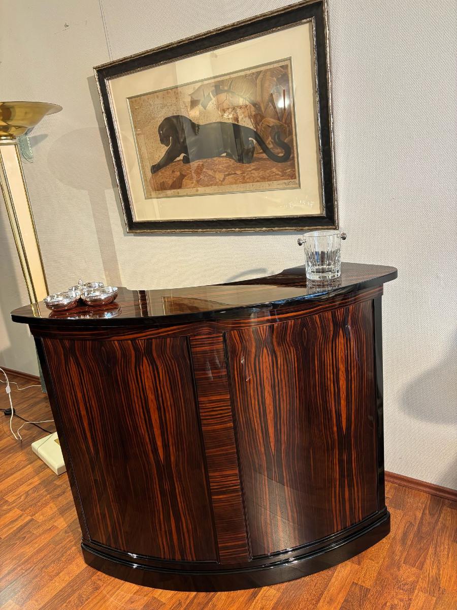 Rounded Art Deco Bar Furniture, Macassar Ebony