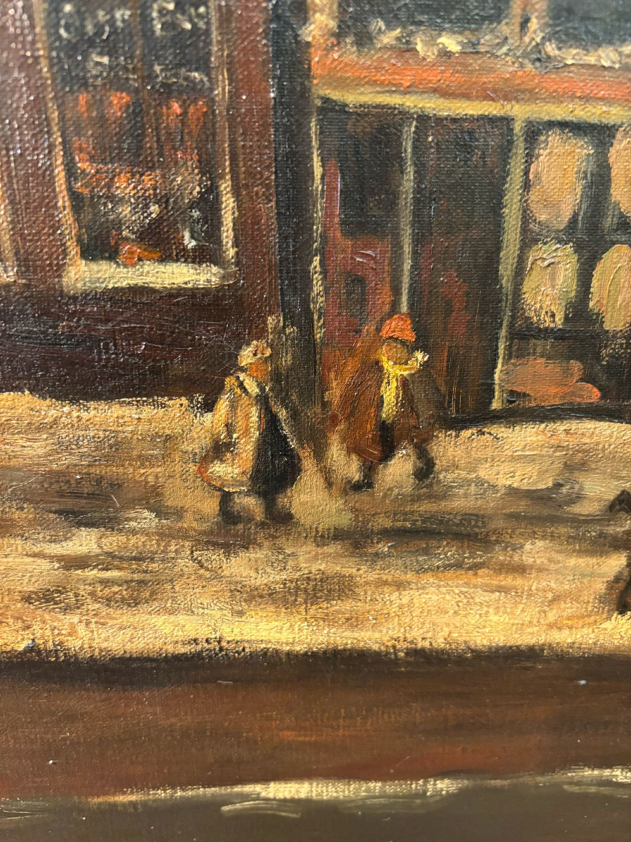 Oil Painting On Canvas Dutch Scene In Winter-photo-2