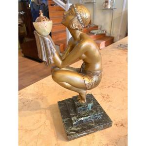 Superbe Bronze Art Déco De Georges Duvernet "Oblivion", France Vers 1920