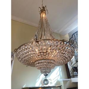 Baccarat Chandelier, Model By Leleu, Art Deco Circa 1930