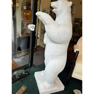 Polar Bear In Marble Worked In The Round, Art Deco
