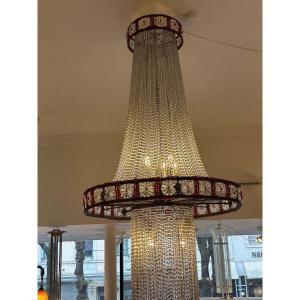 Art Deco Crystal Chandelier, France Circa 1930