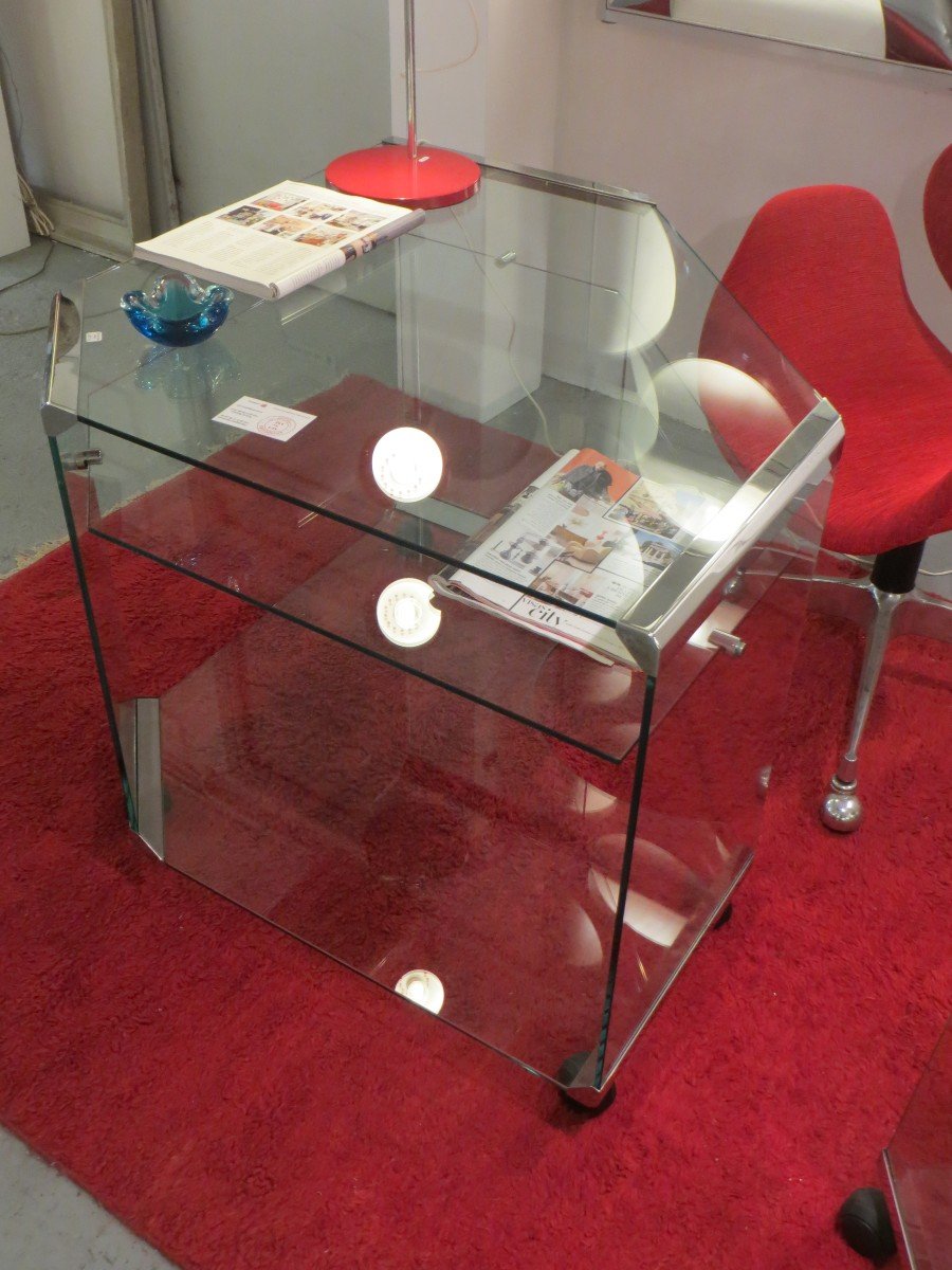 Glass Desk, Corner And Its Side Unit-photo-4