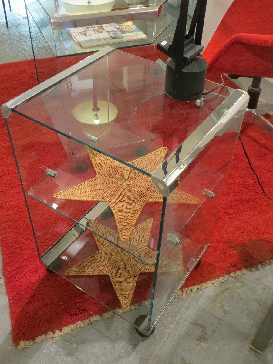 Glass Desk, Corner And Its Side Unit-photo-2