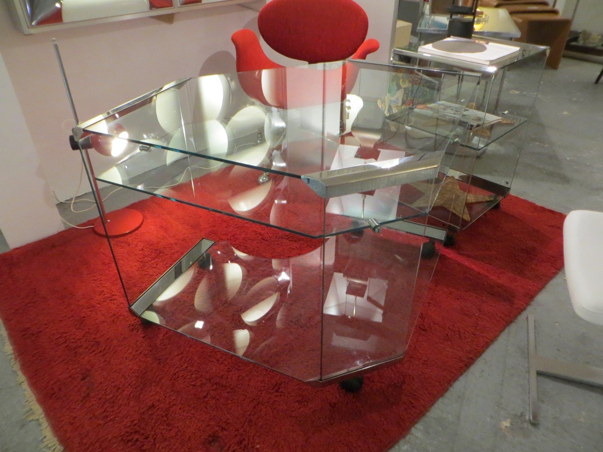 Glass Desk, Corner And Its Side Unit-photo-5