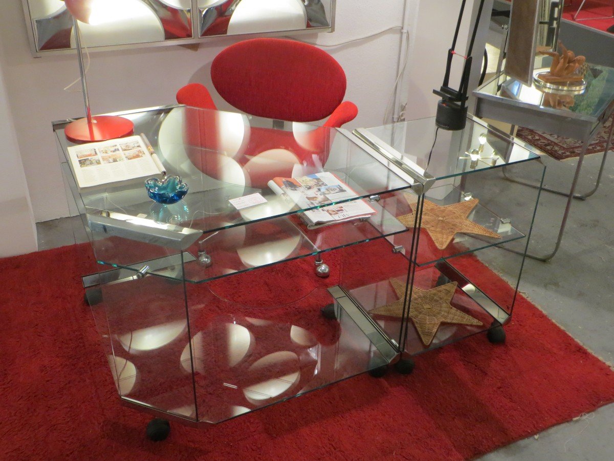 Glass Desk, Corner And Its Side Unit