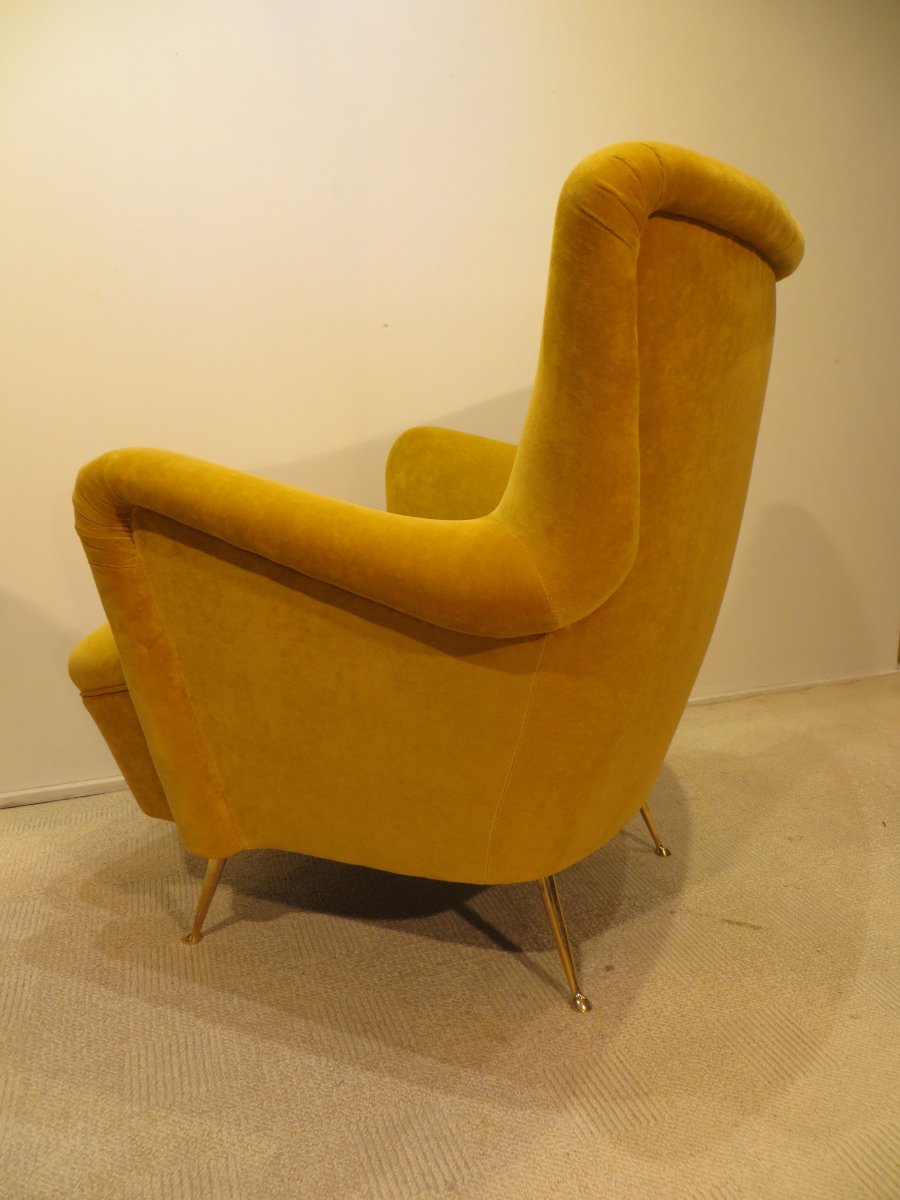 Eyrton Yellow Velvet Armchair 1960-photo-3