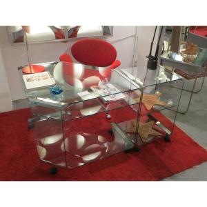 Bureau de Verre, d'angle et son meuble d'appoint