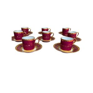 Beautiful Set Of 8 Litron Cups. Double Gilding.