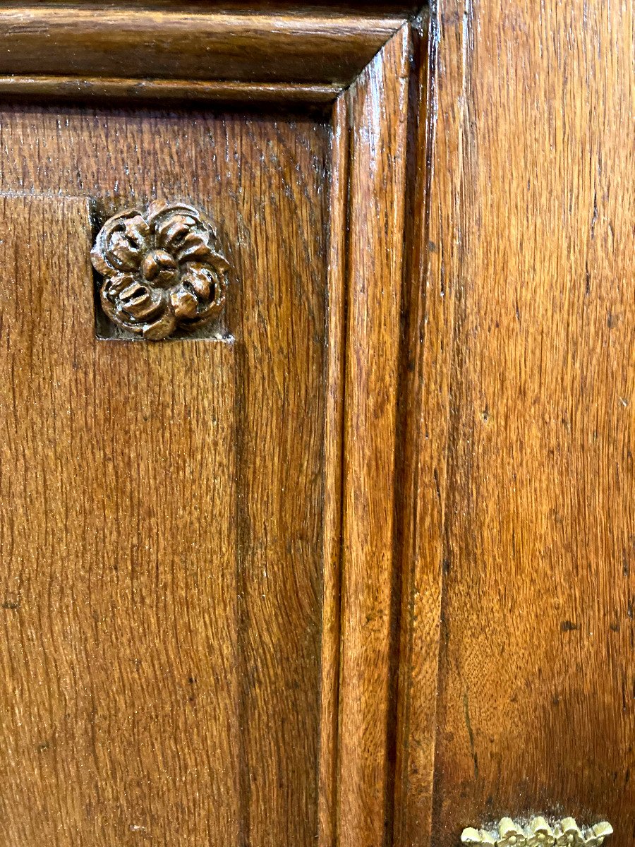 Important Bookcase With Projection In Molded Carved Oak - 18th Century-photo-2