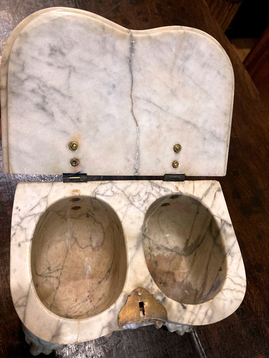 Box Said Tabac Box In White Marble - 18th Century-photo-3