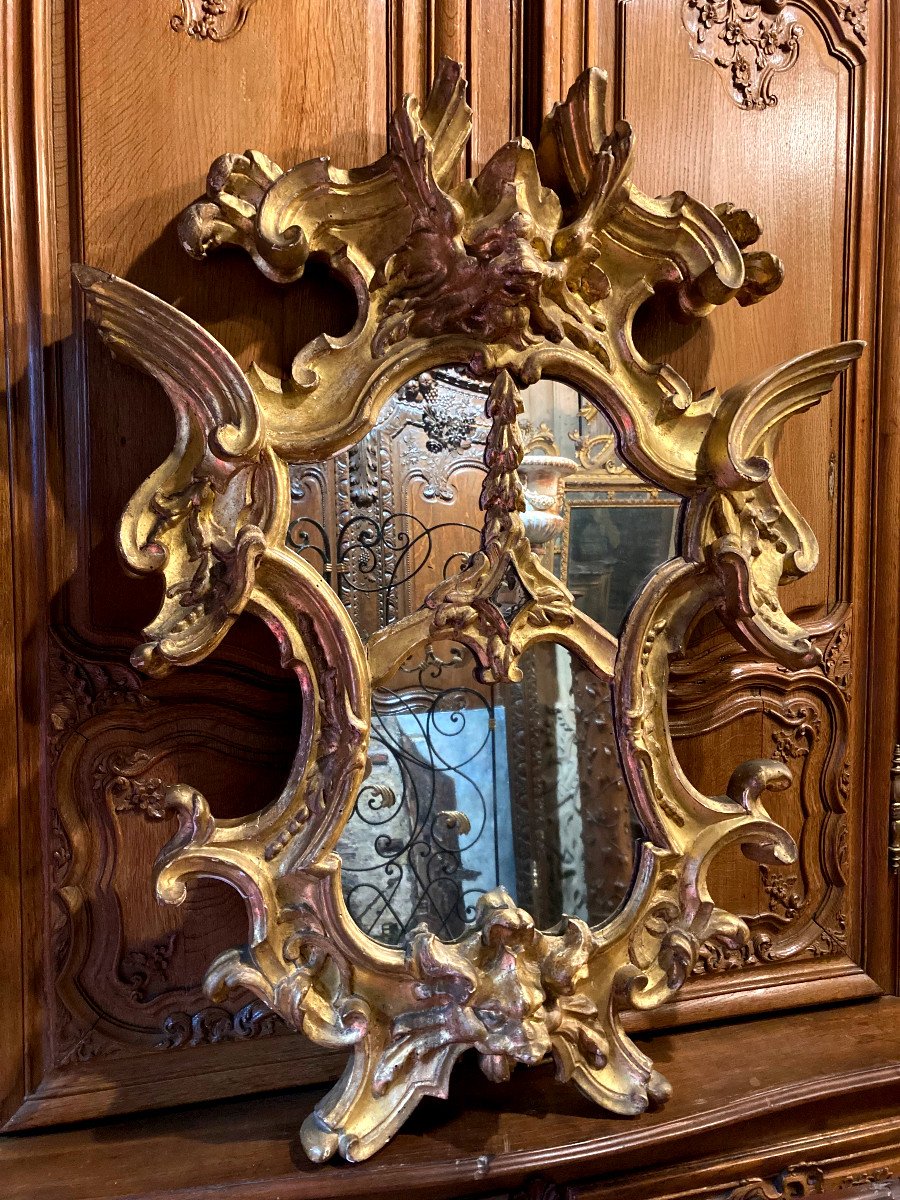 Italian Baroque Mirror In Carved Wood - Venice 18th Century-photo-2