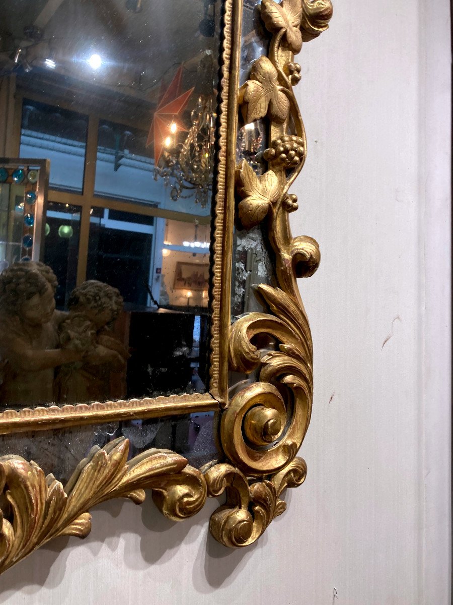 Carved And Gilded Wood Glazing Bead Mirror - Regency Period-photo-4