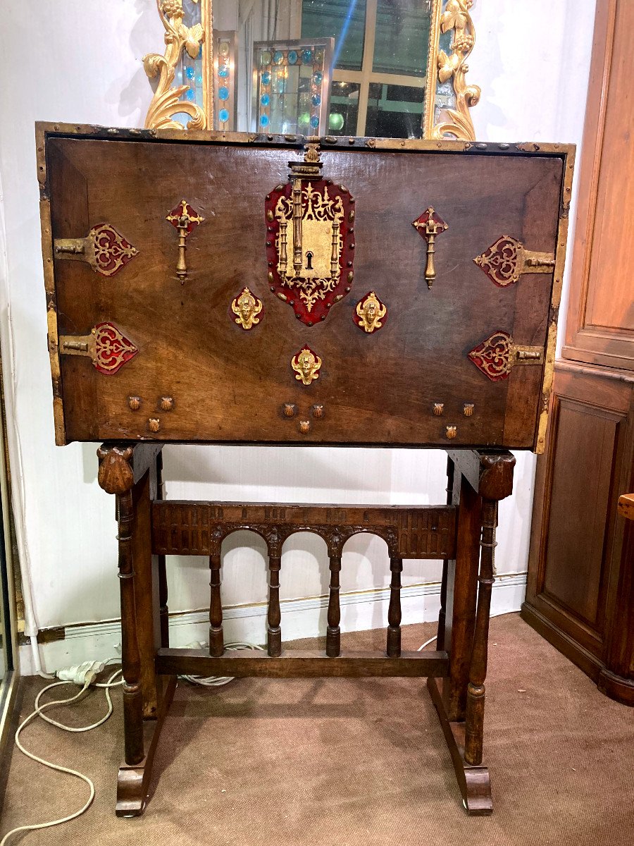 Cabinet Called "bargueno" In Walnut With Column Decoration - Spain 18th Century -photo-2